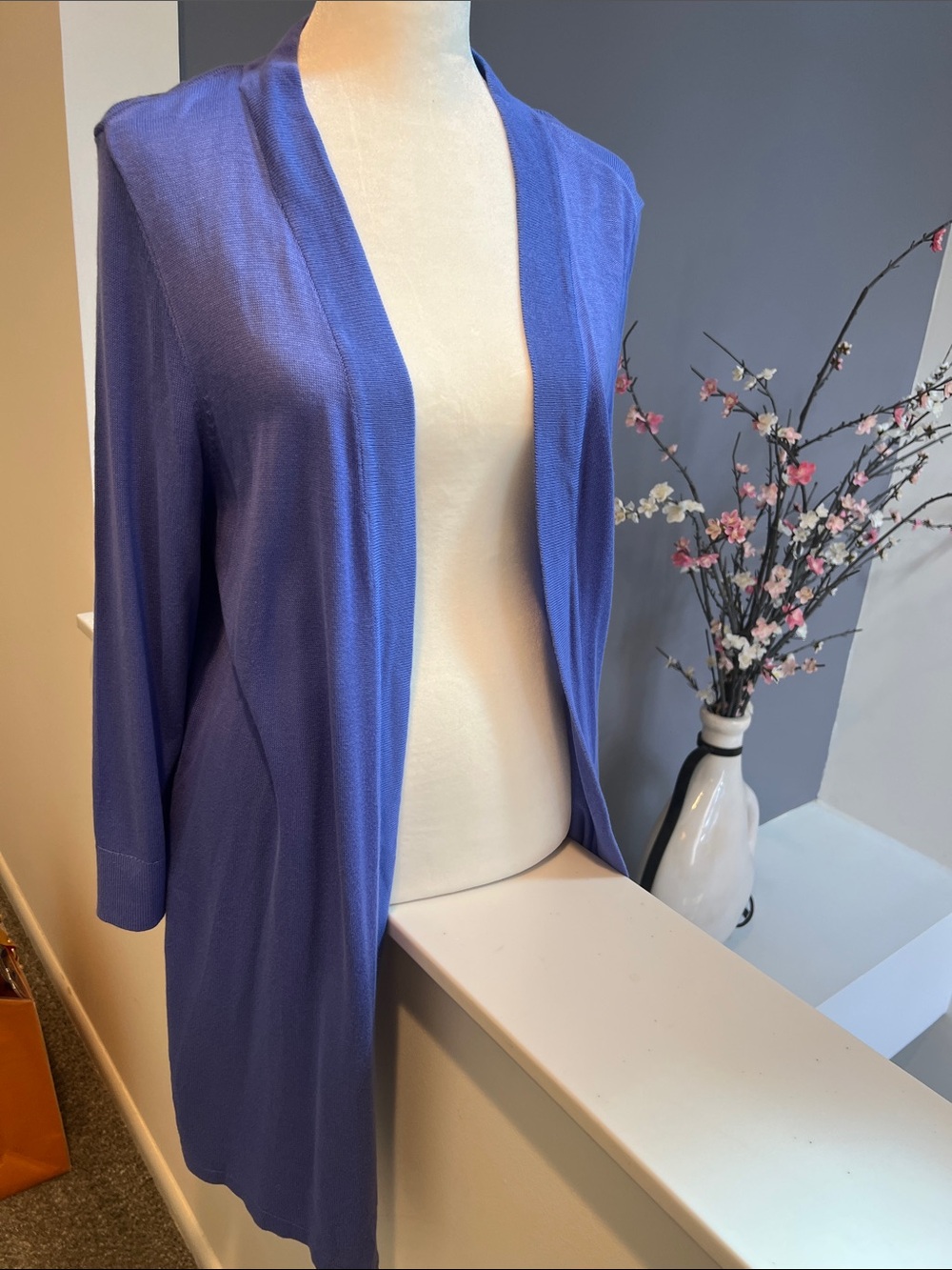Chico's Open-Front Violet Long Cardigan